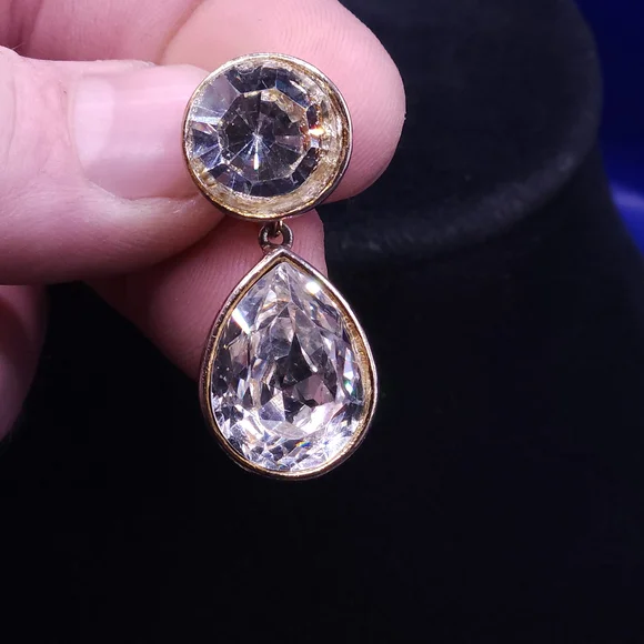 Kenneth Jay Lane Gold and Silver Crystal Earrings - Picture 6 of 14